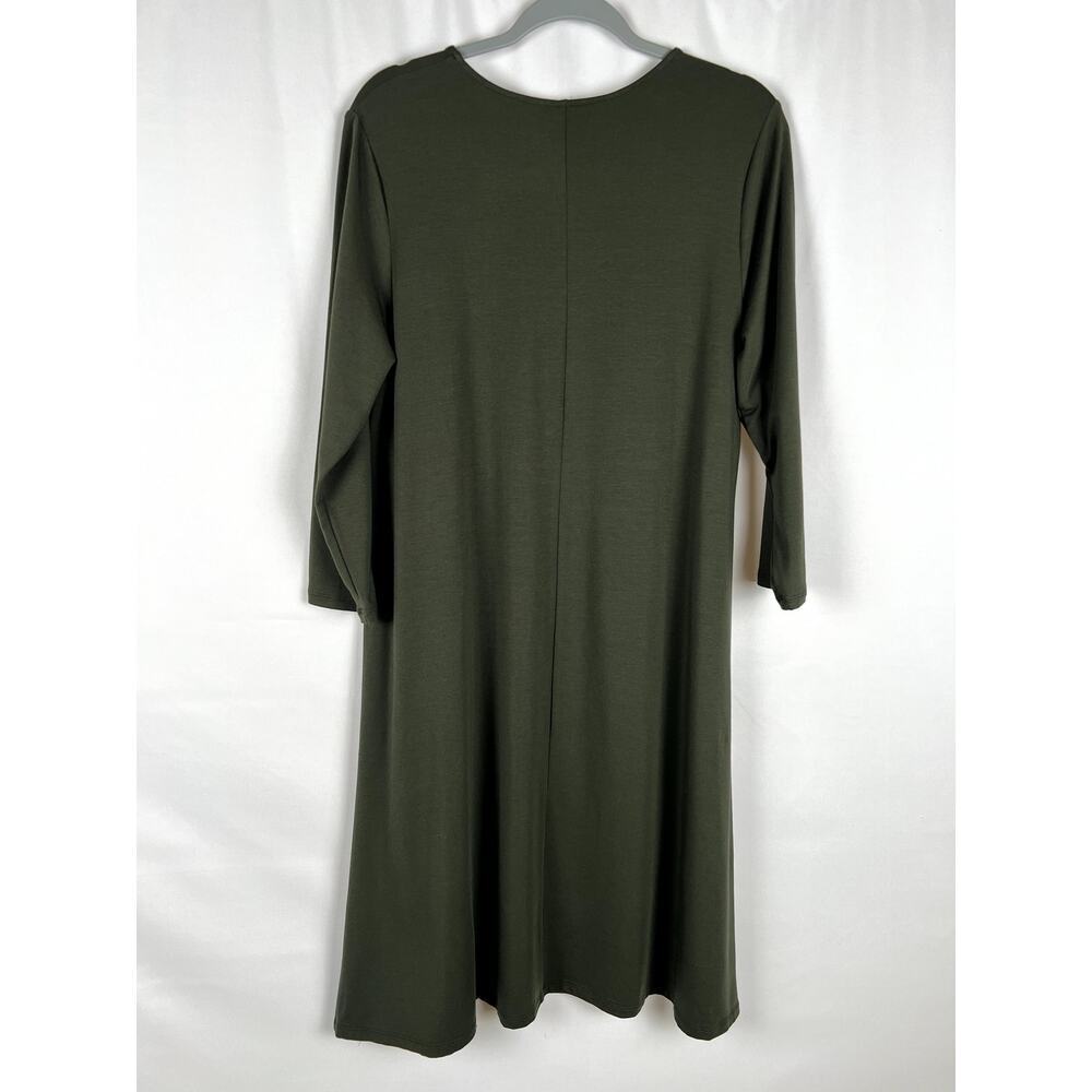 Garnet Hill Women size Medium Trapeze Dress Army Green Telcel Blend Minimalist - Picture 6 of 7